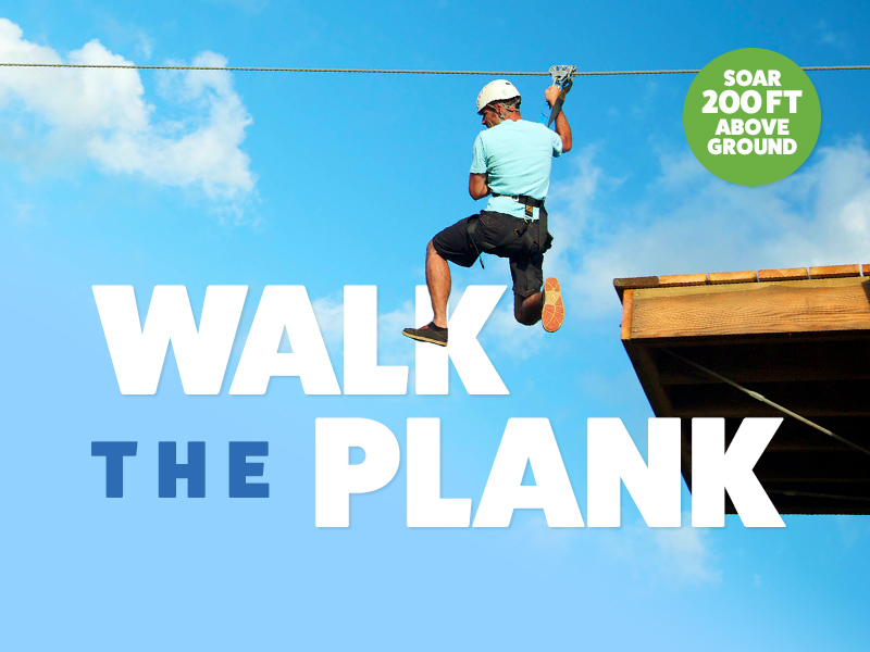 Walk the plank and launch yourself from Hawaii’s only plank launch zipline that opens up a 200-foot drop-off below your feet. 